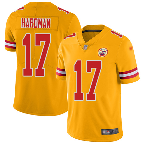 Youth Kansas City Chiefs #17 Hardman Mecole Limited Gold Inverted Legend Football Nike NFL Jersey